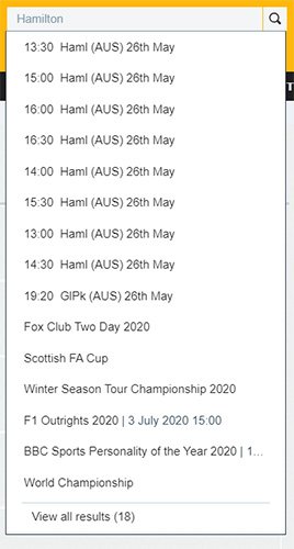Betfair Search Results