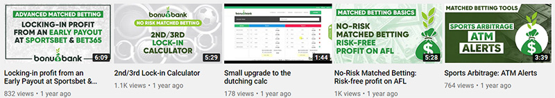Bonusbank YouTube channel with free matched betting strategy videos